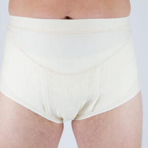 Slip erniario maschile poliestensivo a forte compressione con pelotte