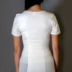 Maglia donna mezza manica con cintura incorporata schiena doppia