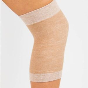 Ginocchiera tubolare in lana merino e cotone colore ocra