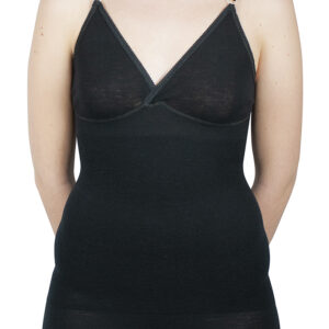 Maglia donna spallina stretta regolabile con cintura incorporata nera