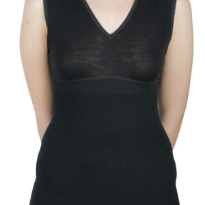 Maglia donna spalla larga con cintura incorporata nera